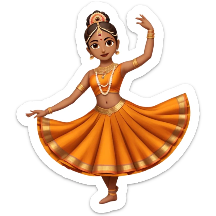 cinematic-realistic-bharatanatyam-dance-emoji,-depicted-as-an-elegant-classical-indian-dance-performance-with-graceful-poses,-intricate-costumes,-and-expressive-hand-gestures,-rendered-with-rich-textures-and-warm-dramatic-lighting, single dancer sticker