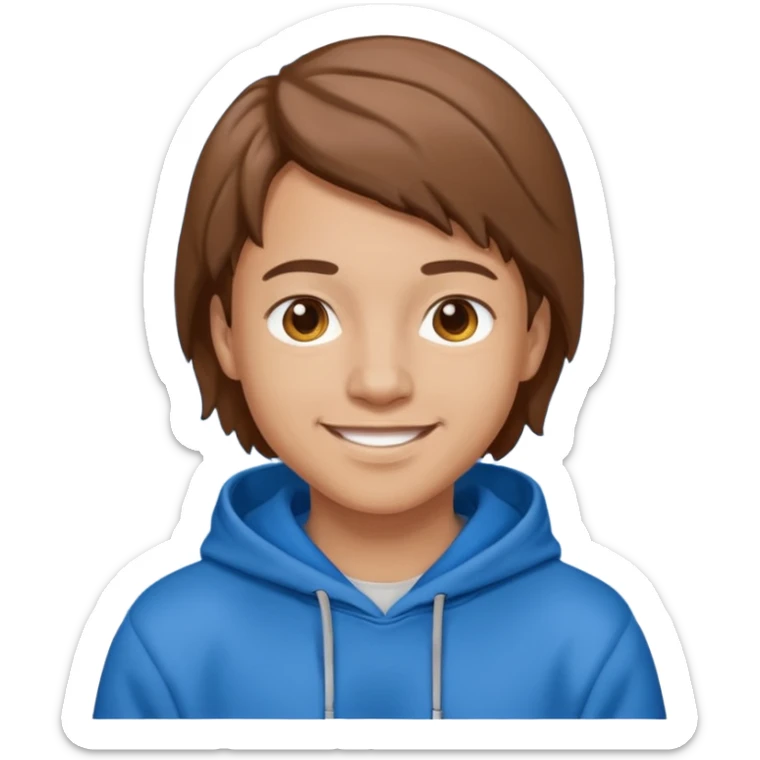 emoji of a person wearing a blue hoodie smiling sticker