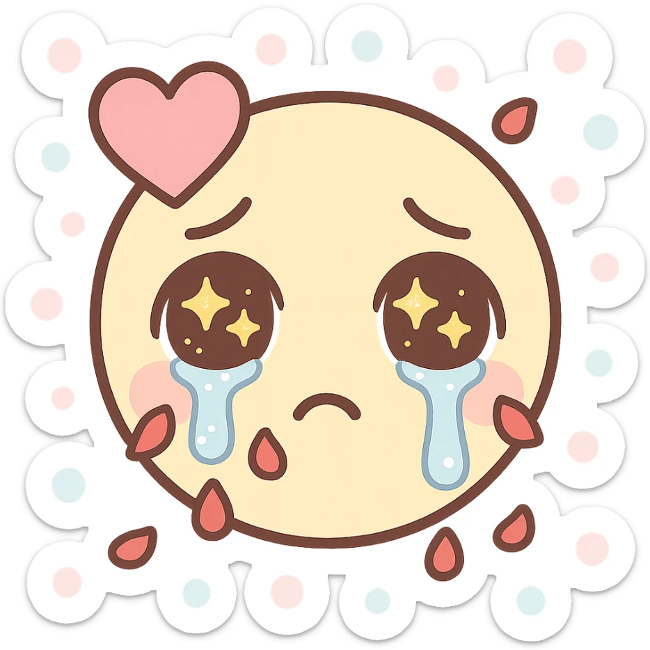 kawaii discord emoji set inspired by Romeo + Juliet (1996), chibi-style icons, dramatic neon lighting, vintage Catholic motifs, pastel and gold accents, emoji faces with glitter tears, heartache, rose petals, angel wings, cigarette in mouth, broken halo, gun with roses, aesthetic symbols of love and violence, 90s grunge romance vibe, stylized for discord emotes sticker