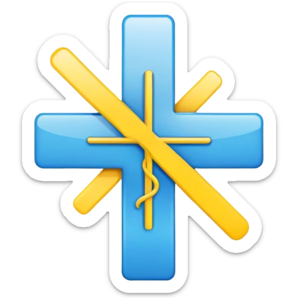 Healthcare symbol with medical cross and Ukrainian colors sticker