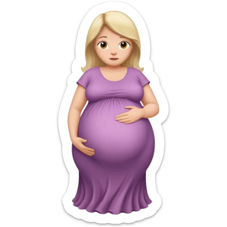 very heavily pregnant overdue woman with very large belly sticker
