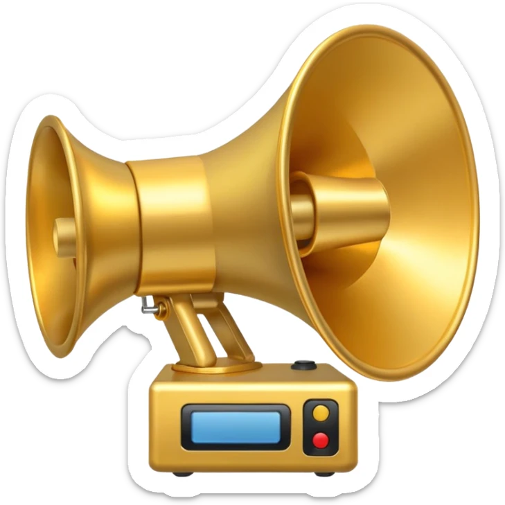 create a emoji of loudspeaker in gold color which based on this->📢
no！ too reallity. just like those emmoji sticker
