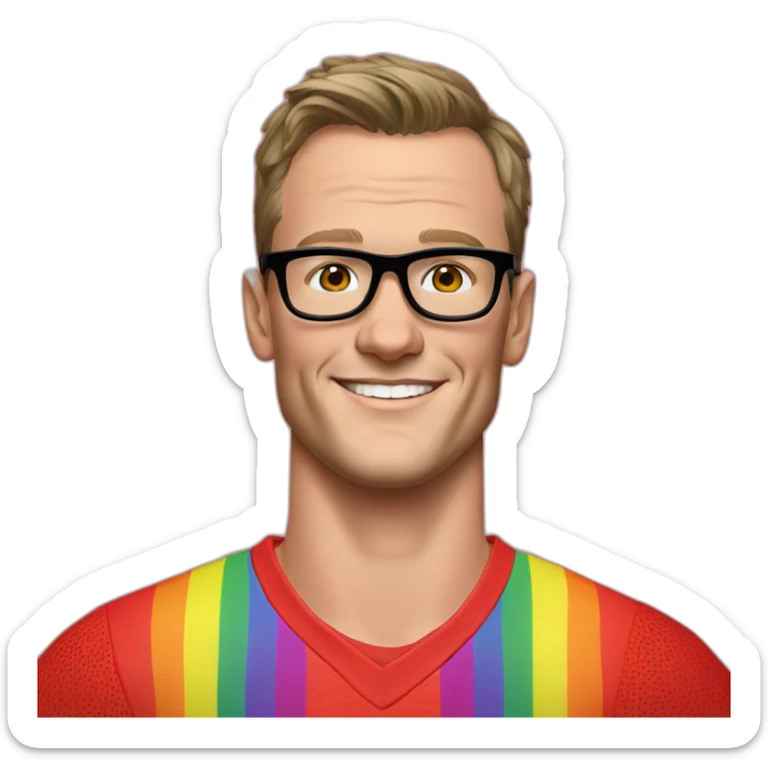Jonathan Toews wearing glasses and rainbow clothes sticker