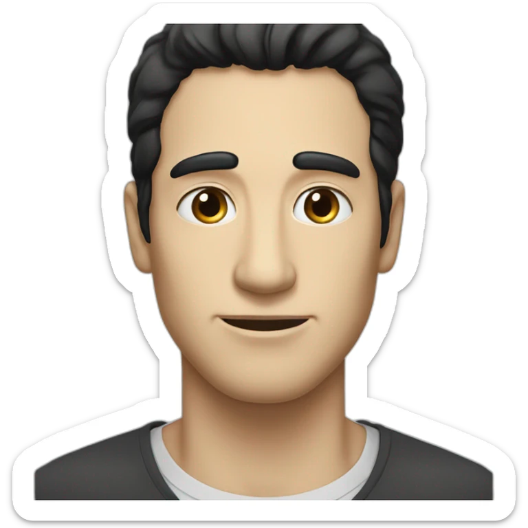 Tall man and long face.black hair and eyes.long nose.medium size mouth and big but long eyes WHole body visible  sticker