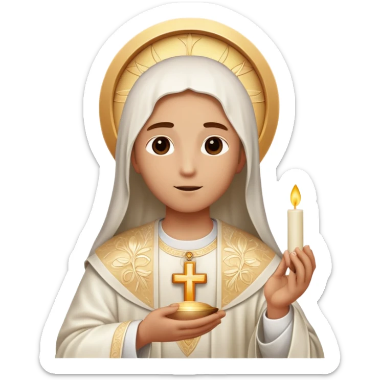 a piece of the Eucharist at church animated as a person sticker