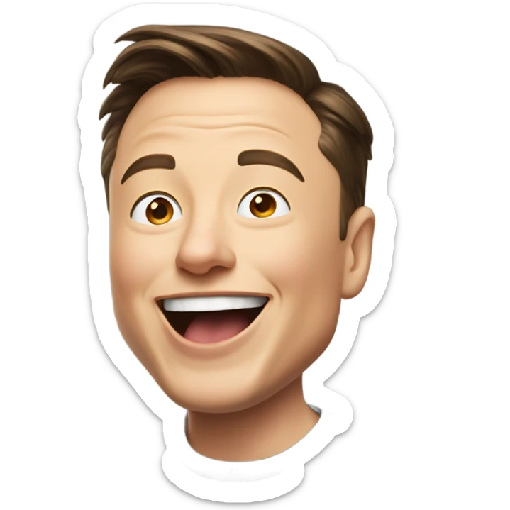 Elon musk sticking his tongue out with a happy expression. Photorealistic, follows the prompt one to one. well made sticker