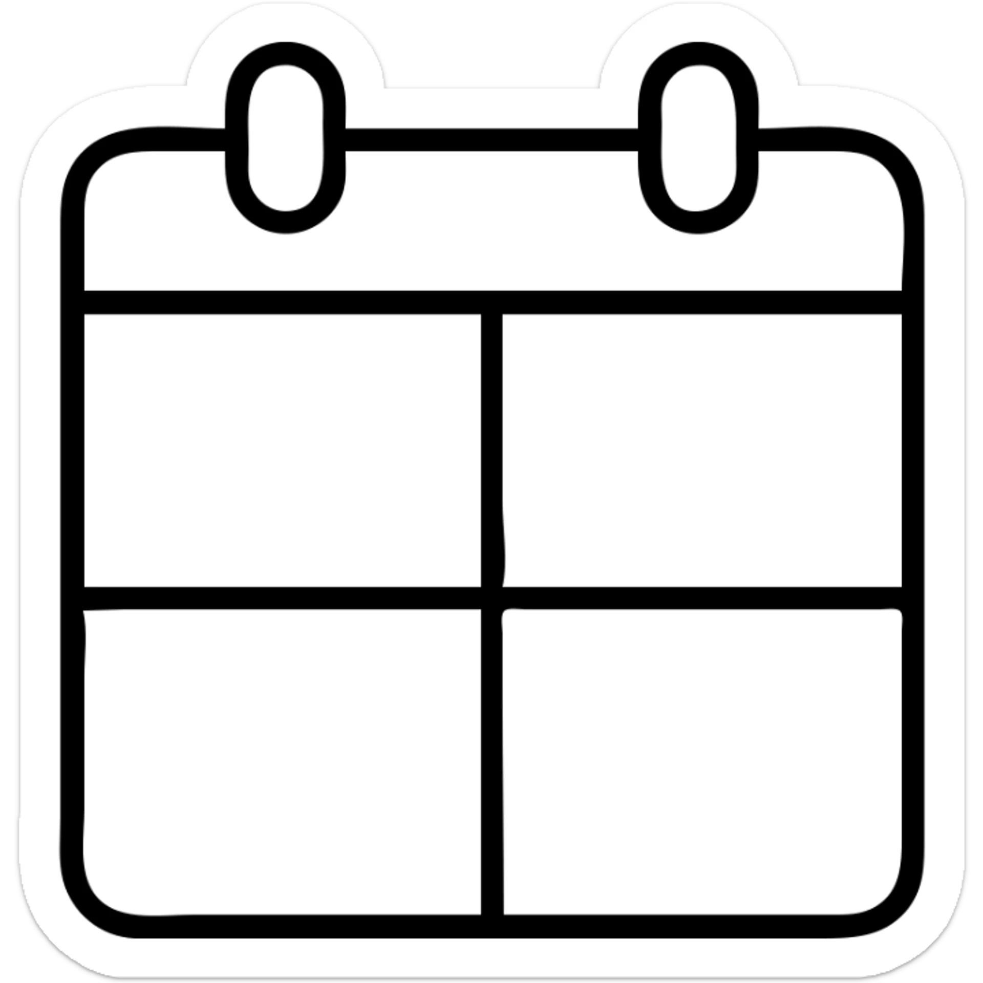 icon of a calendar showing four months, clean and simple, minimal color, clear month divisions, minimalistic, clear grid sticker