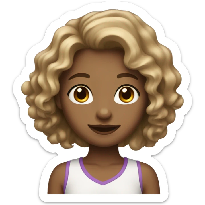girl with wavy hair light bruin,light skin tone, eyees a light bruin  sticker