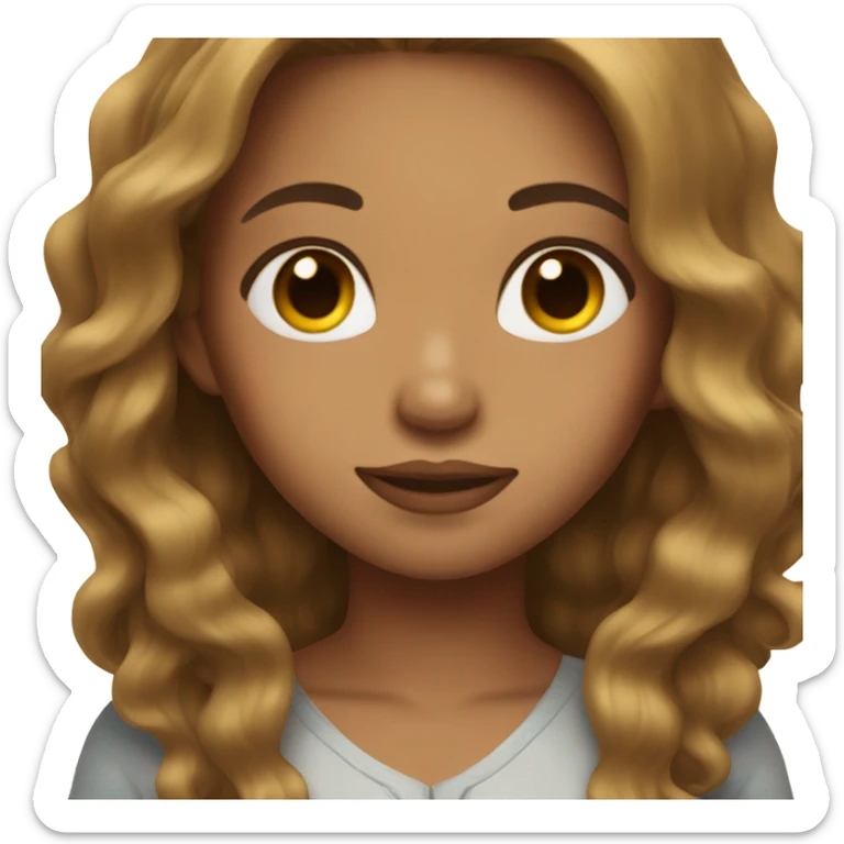 Girl with light skin and a brown hair blowout sticker