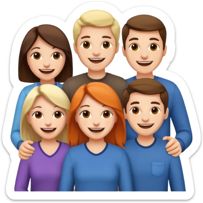 a bunch of friends emoji and they are chinese but wear normal clothes sticker