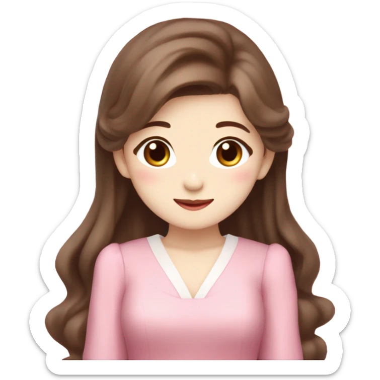 Jang wonyoung asian kpop cute girl brown hair and pink coquette dress sticker