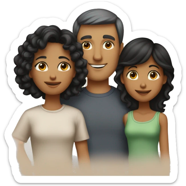 Family of 4; MOM IS A TAN SKIN GIRL, with BLACK HAIR and BANGS; DAD IS A LIGHT BROWN SKIN BOY, with SHORT STRAIGHT BLACK HAIR; OLDER DAUGHTER IS A TAN SKIN GIRL, with LONG BROWN CURLY HAIR; YOUNGER SON IS A FAIR SKIN BOY, with SHORT STRAIGHT BLACK HAIR sticker