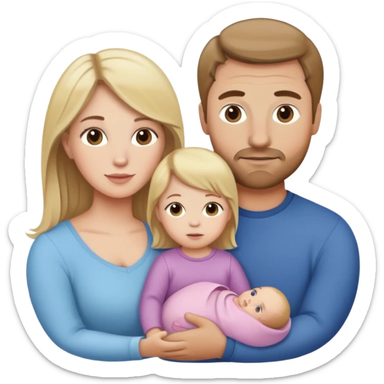 White family, 1 mom with brown hair, 1 dad with Blonde hair, 1 girl baby  sticker