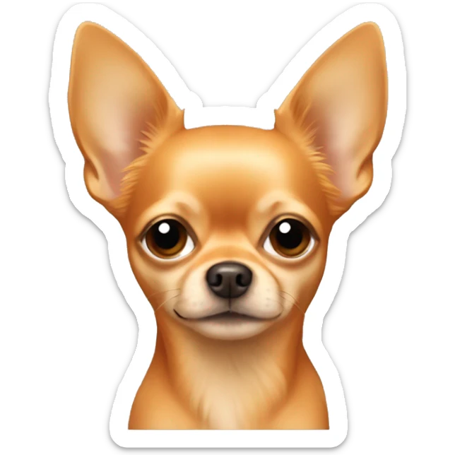 All dark orange long hair chihuahua with one long blonde hair by the ear sticker