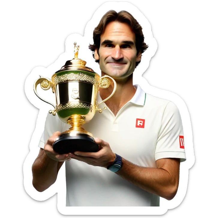 Federer lifting the Wimbledon trophy sticker