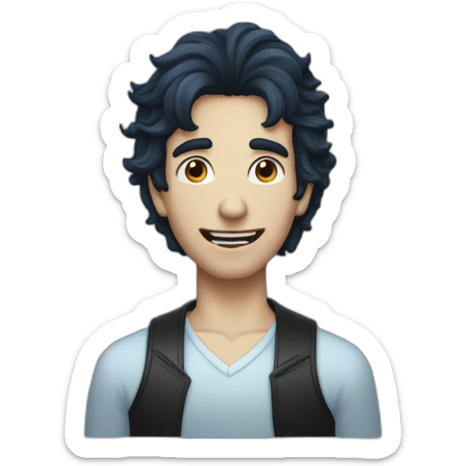 Un jeune homme noir, les cheveux bleus et qui a das dents de vampire. sticker