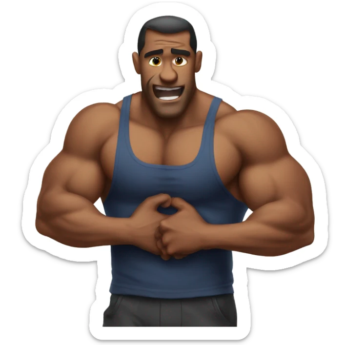 Bodybuilder squeezing his chest sticker