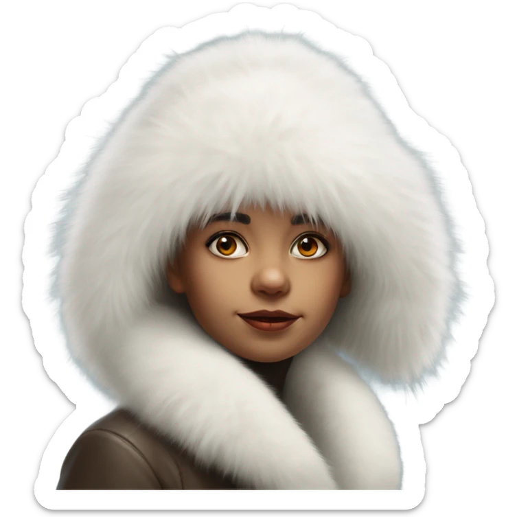 a girl with a white big fluffy fur hat Ada Gladys Killins, aestheticism, foto realistic, a character portrait sticker