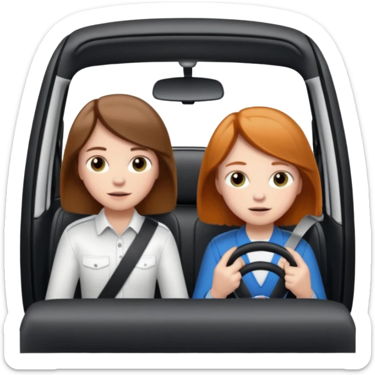 Two mouse  one girl with brunette long hair and one ginger short hair boy, boy drive a white ford focus card sticker