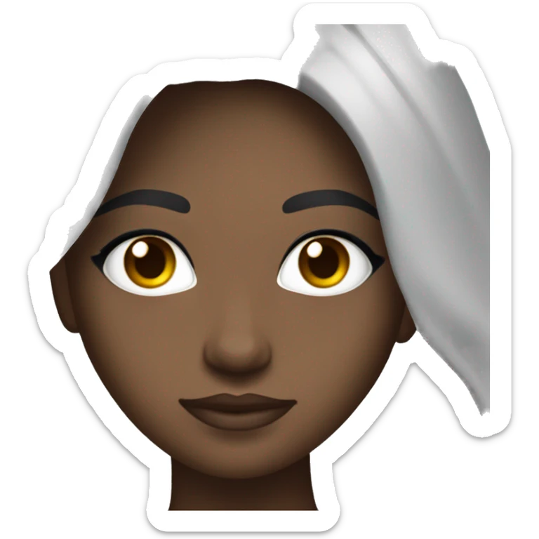 Can you make an angelic faced dark-skinned girl with long burnette hair and beauty queen hair wwith  grey eyes  sticker