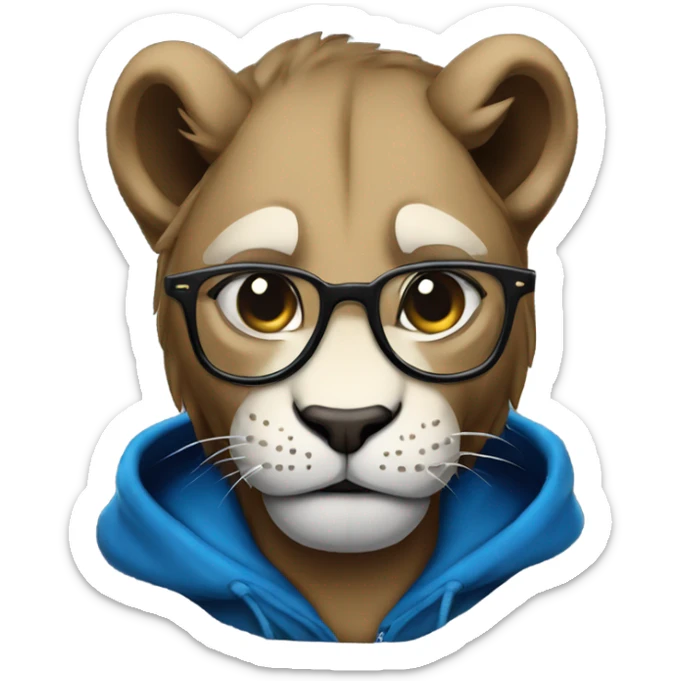 Detroit lion wearing hoodie and glasses in dark alley sticker