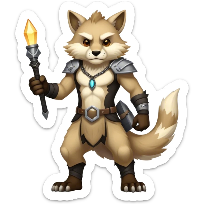  Badass edgy antropomorphic anthro handsome furry animal-creature, full body sticker
