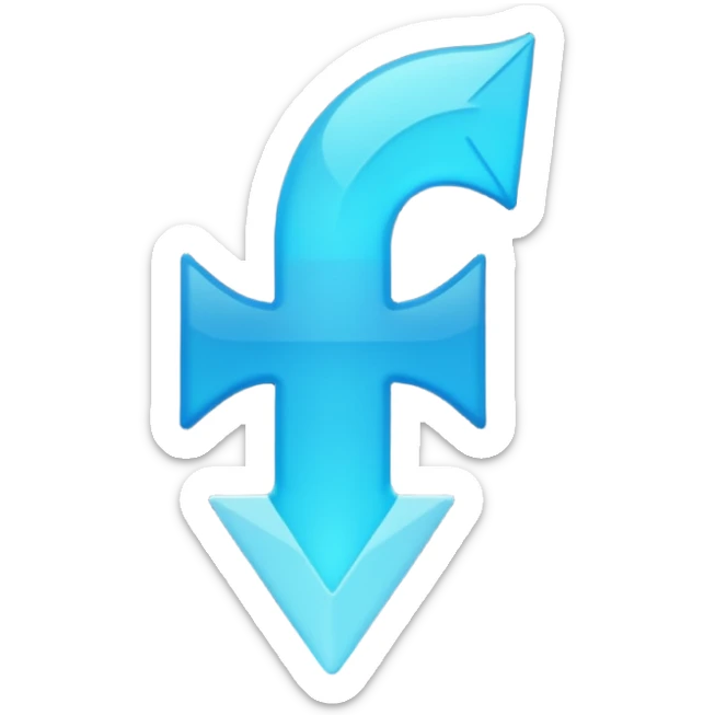 fait moi un émojie discord avec une fleche verre le haut bleu avec la bout un peu separer et des etoile a coté sticker