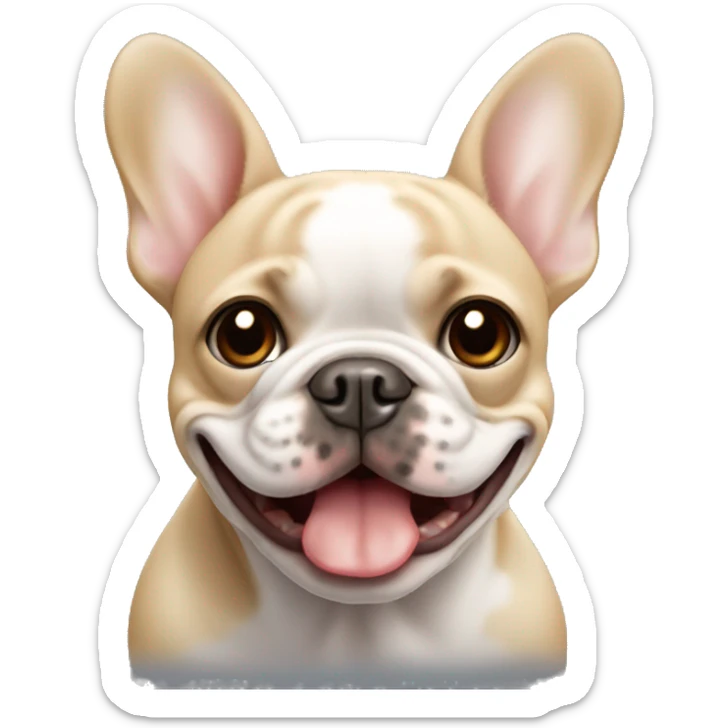 happy face beige french bulldog with white center face with a mole on the right ear sticker