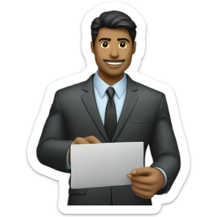 black hair businessman in front of a target money fugitive and arrow going up sticker