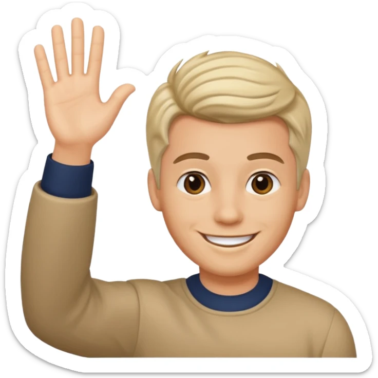 generate a emoji of man saying hii with normal skintone with some nice hair style sticker