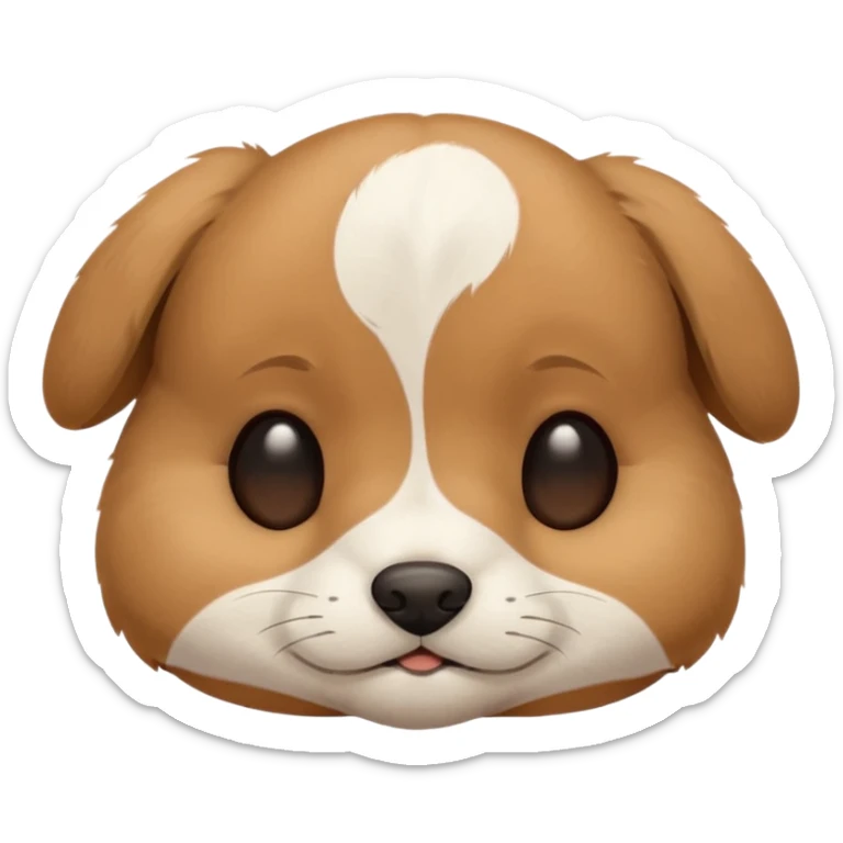 A cute, sleepy puppy face with closed eyes, a small dark nose, and light brown fur with some white markings, expressing peacefulness and innocence sticker