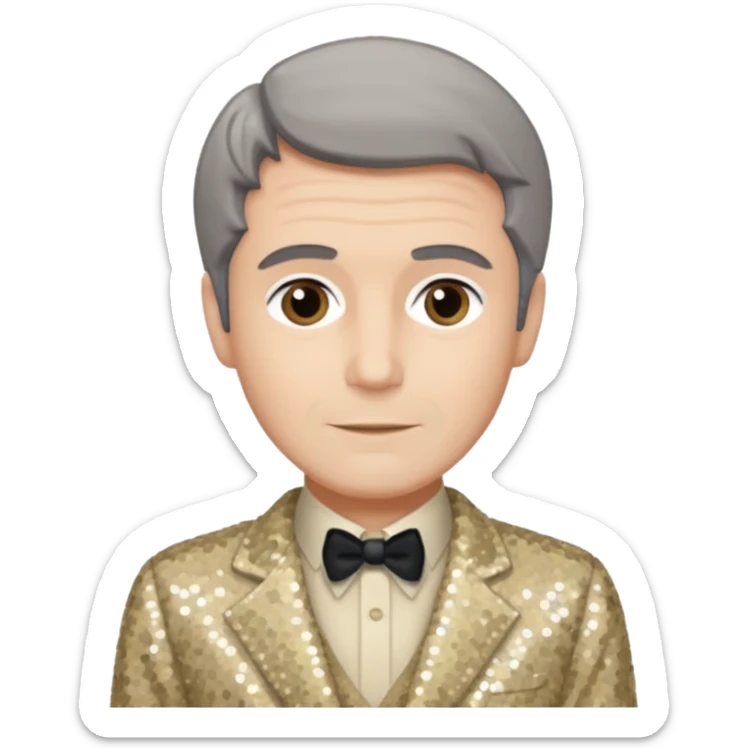 Jeremy Slate, Actor (1926-2006) with gray-brown hair, beige sequin outfit sticker