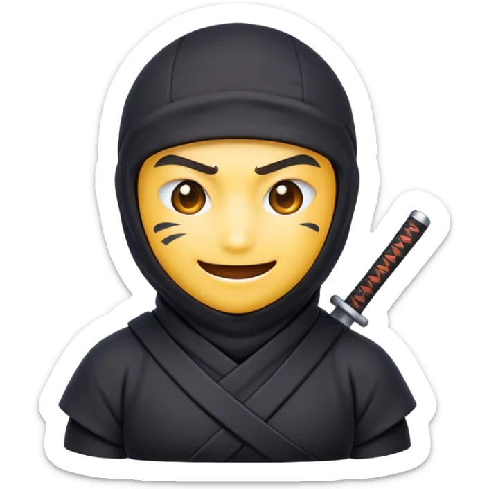 Clash of Clans aesthetic Cheerful Ninja Portrait Emoji, With a bright, confident smile and an alert, relaxed stance, showcasing a streamlined, masked figure with expressive eyes radiating calm determination in natural skin tone, Simplified yet expressive features, highly detailed, glowing with a soft, luminous nocturnal glow, high shine, upbeat and stealthily noble, stylized with an air of modern martial elegance, soft glowing outline, capturing the essence of a cheerful ninja ready for epic covert quests! sticker