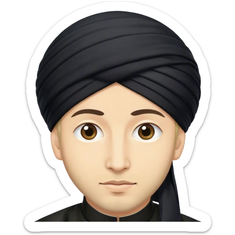 shia muslim scholar with a black turban, make sure the turban doesn't look like a sikh turban sticker