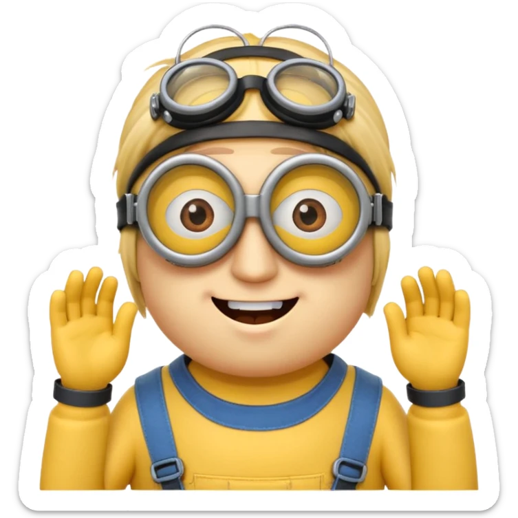 Minion emoji with a round head like normal emojis and a smurk like this emoji but a minion so basically that emoji with the goggles and the hair and not a funny head shape 😏 sticker