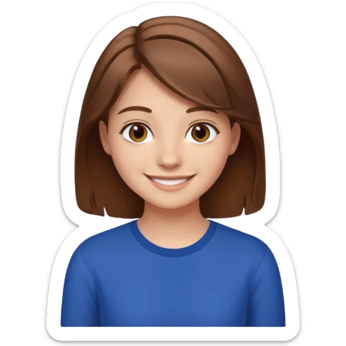 emoji of a friendly 18-year-old young woman with brown hair sticker