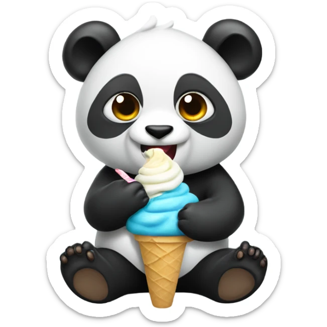 Panda eating ice cream sticker