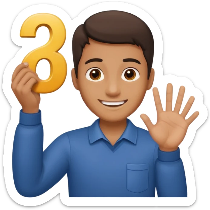 A Man holding the number 6 in one hand, and the number 7 in the other Hand.  sticker