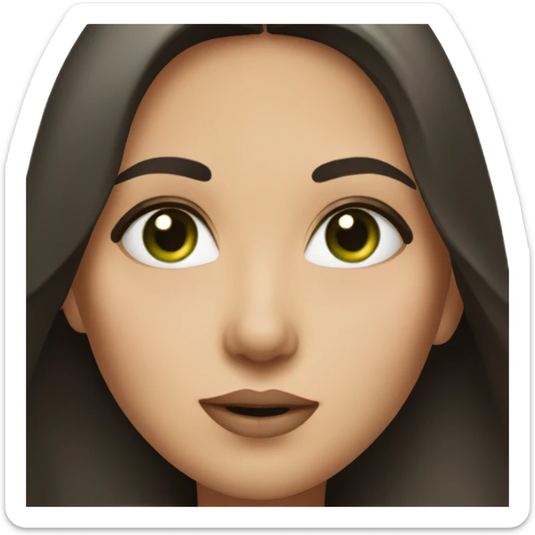 Woman with green eyes and long long dark brown super straight straight hair blowing a kiss sticker
