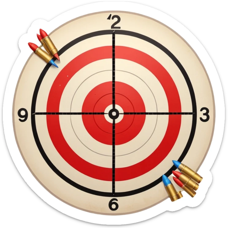 Paper target with bullet holes clustered in the center in the bullseye 🎯  sticker