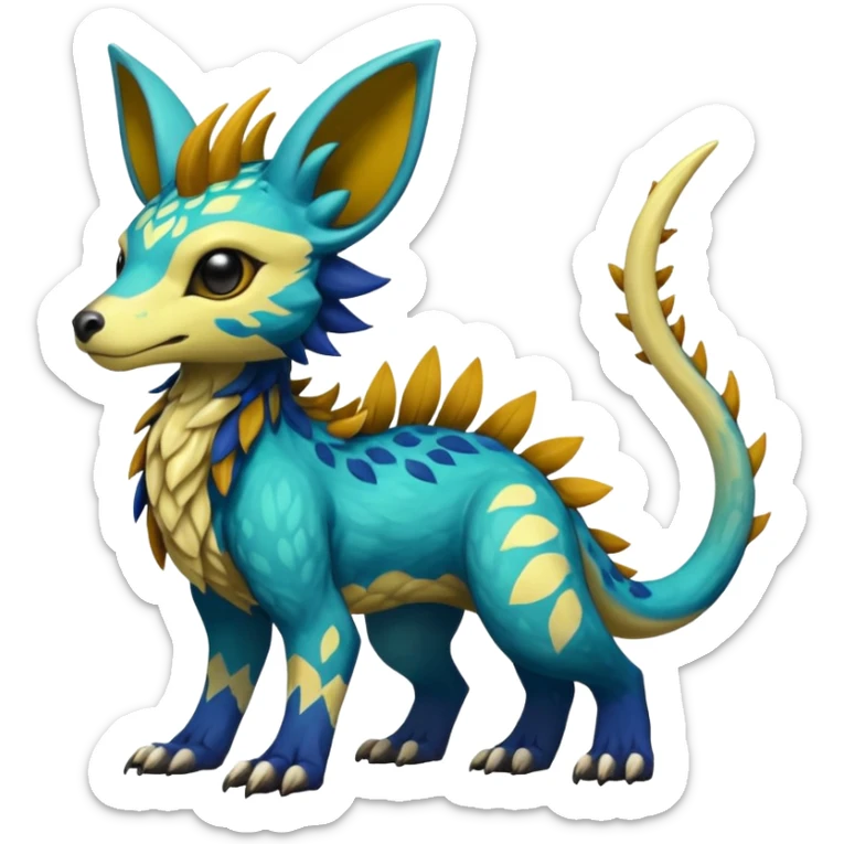 Rare realistic exotic cute epic pretty beautiful handsome gorgeous aesthetic colorful vibrant Vernid-Protogen-Primagen-Wickerbeast-species-Fakemon-creature by LiLaiRa, random markings, tufted ears, full body sticker