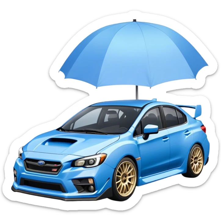 baby blue subaru impreza wrx sti with white rims sticker