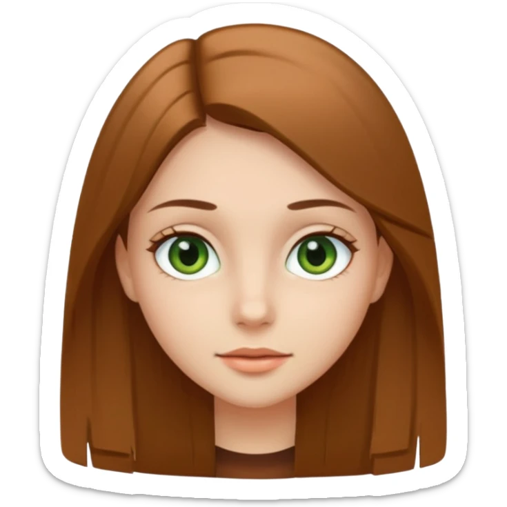 Girl with straight hairs, green and brown eyes and with clear skin but not to much  sticker
