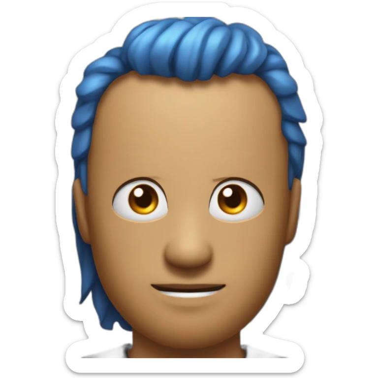 Un mec noir avec des cheveux de couleur bleu et orange moutard sur le visage des symboles doré. Des cornes de bélier orange moutard sticker