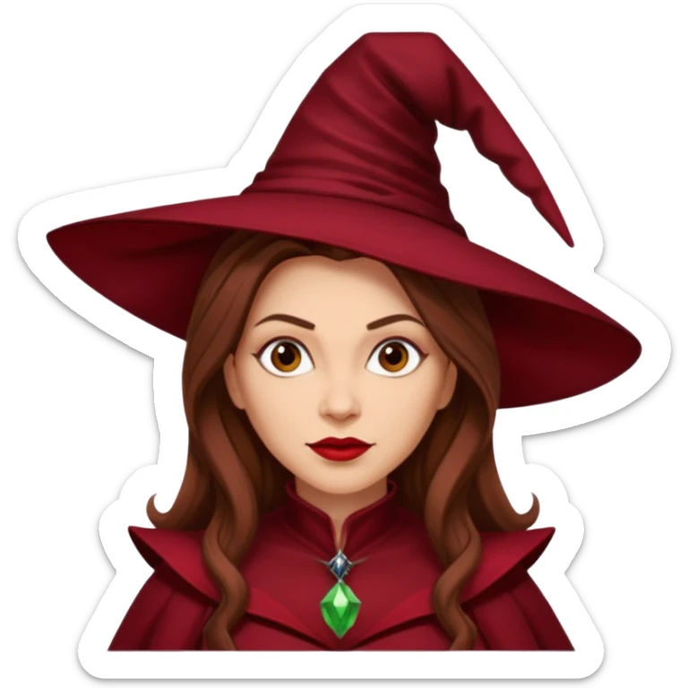 Wicked Witch of the East from The Wizard of Oz with light skin, long brown hair, dark red outfit sticker