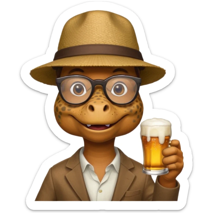 Wygeneruj dinozaura z okularami, czapka supreme  i piwem w ręku  sticker