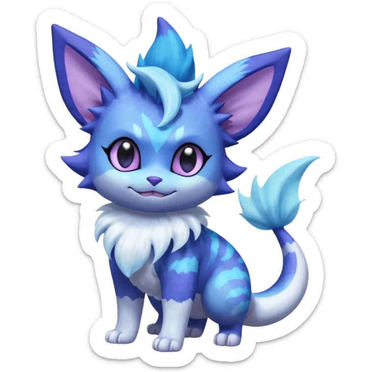 Vaporeon-Purrloin-Meowstic-Fakémon-hybrid-creature (full body)  sticker
