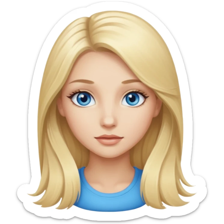 Fille jolie aux cheveux longs blonds, long cils  et yeux bleus.  sticker