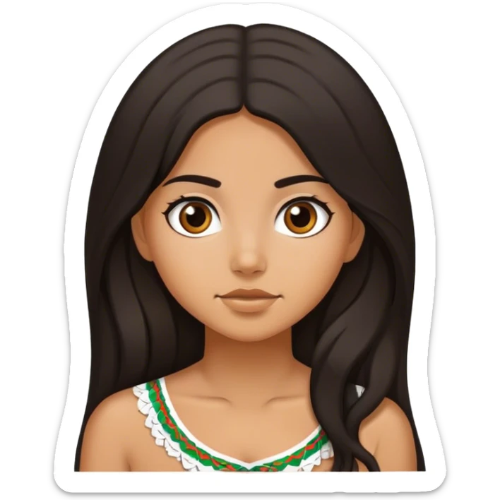  White but tan Mexican girl with brown black ish hair with long hair sticker