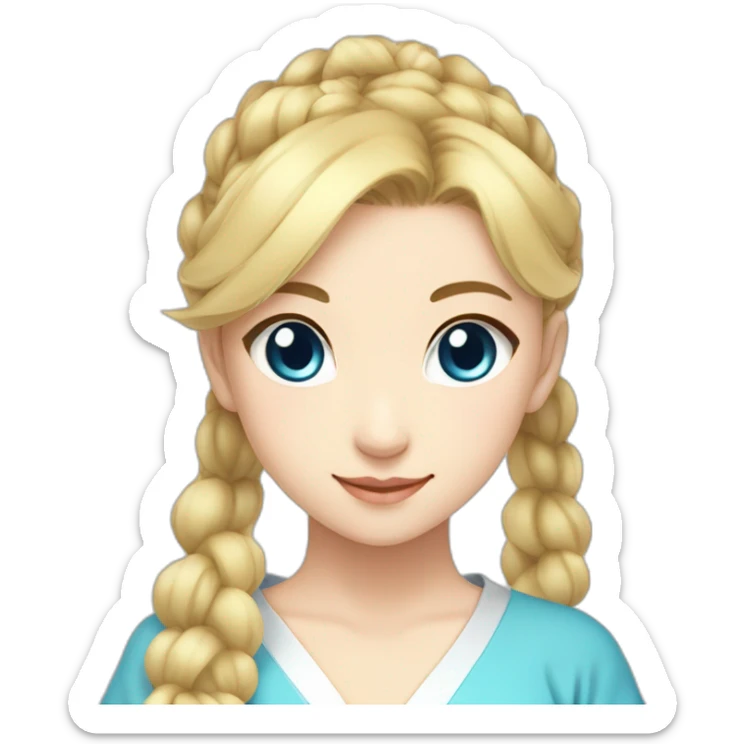 Japanese anime-inspired young girl with radiant golden blonde hair tied in a ponytail and mesmerizing azure eyes sticker